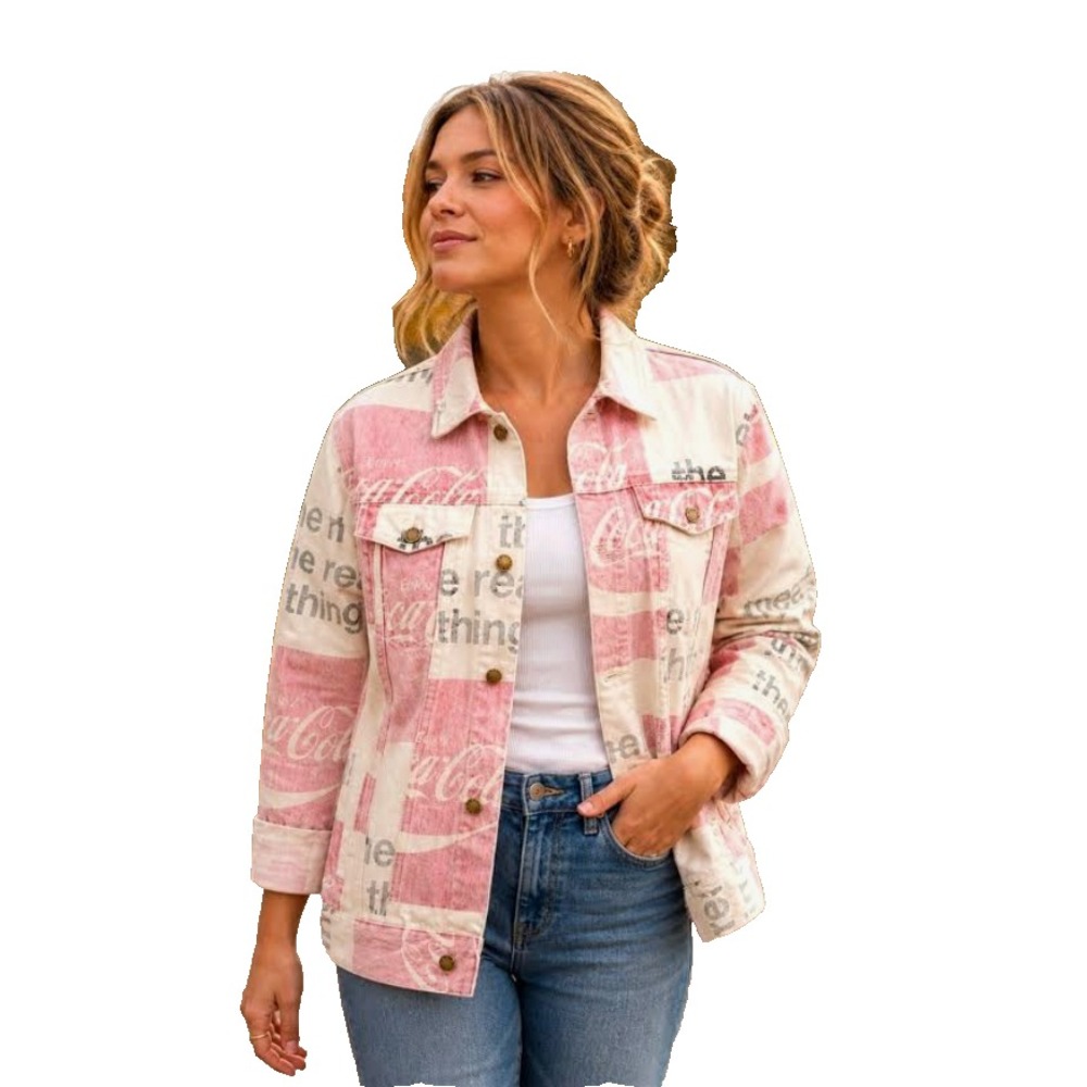Rolla's Free People Coca-Cola Denim Jacket Women's Size 8 EUC Retro Trucker RARE